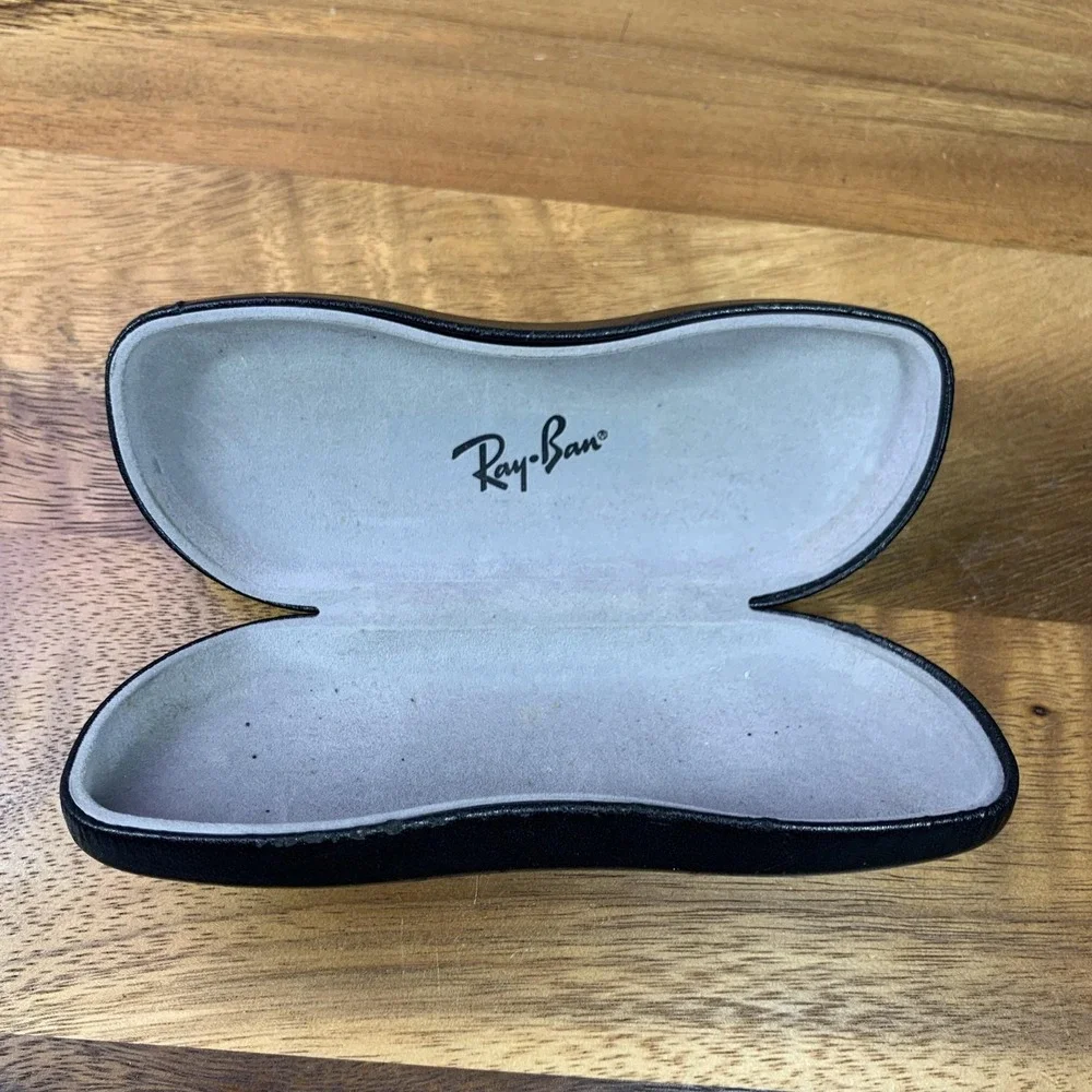 Ray-Ban‎ Black Leather Hard Shell Eyeglasses Sunglasses Case Clamshell Lined OEM